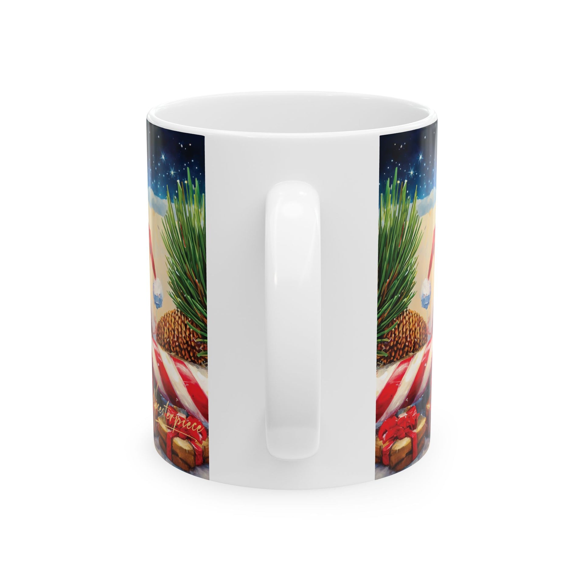 Christmas Mouse on Candy Cane Mug – 11oz Custom Ceramic Coffee Mug with Festive Design – BPA Free, Dishwasher & Microwave Safe – Perfect Holiday Gift