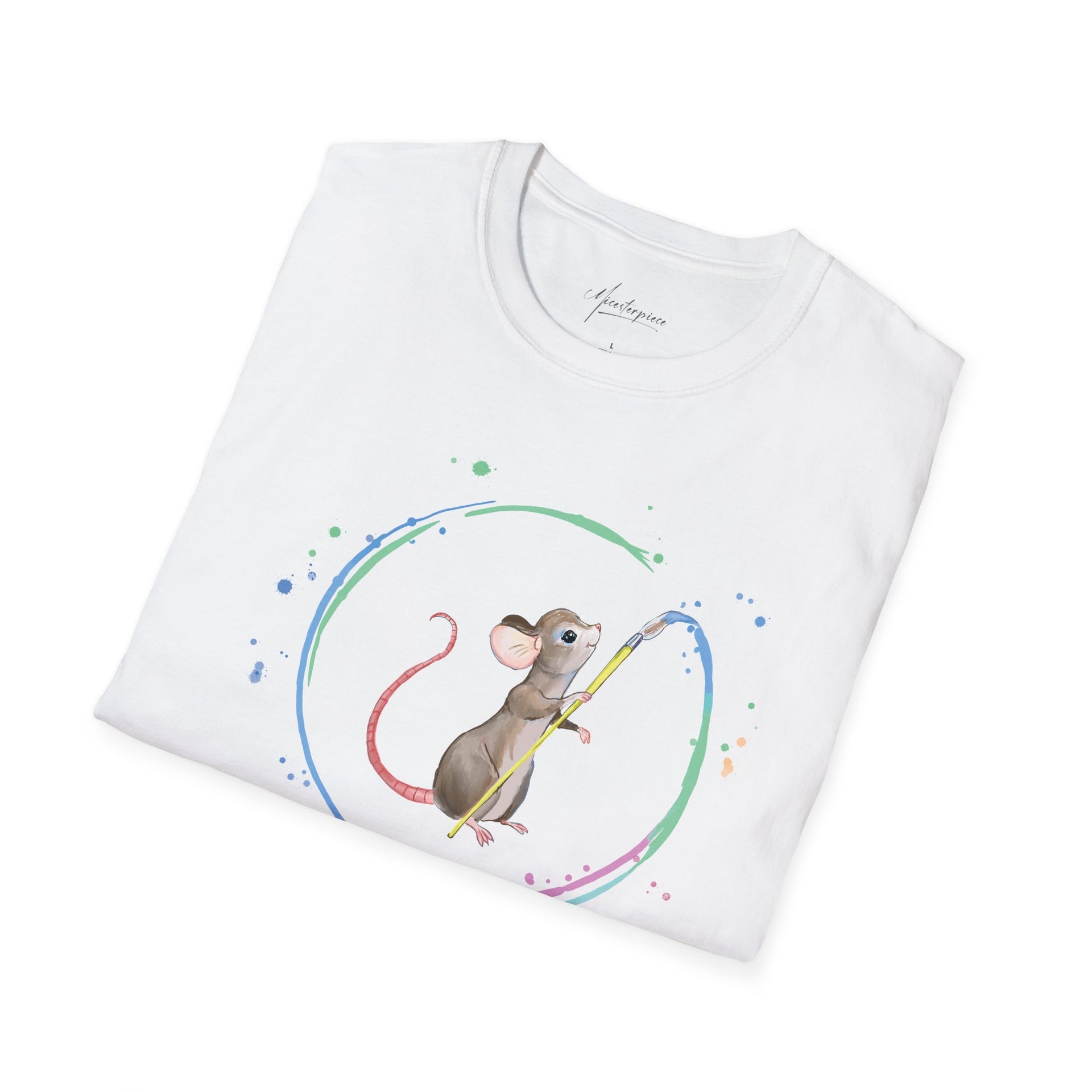 Adorable Cartoon Mouse Painter T-Shirt | Unisex Cotton Tee - Soft Style - Micesterpiece