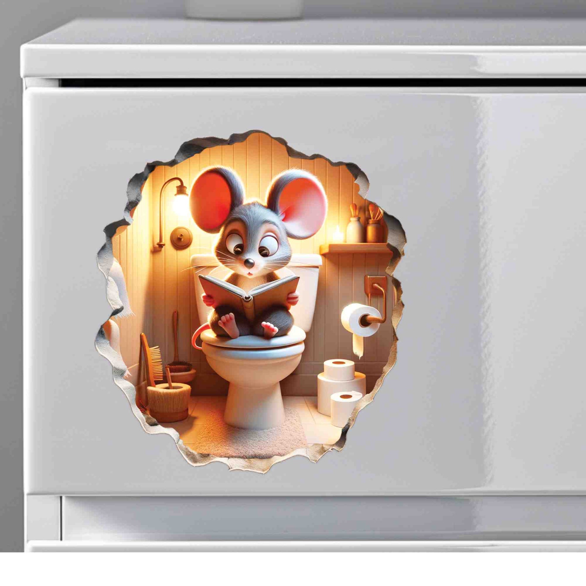3D Mouse Wall Sticker - Cute Animal Vinyl Decal for Bathroom Decor | Easy to Apply and Remove | Perfect for Kids’ Rooms and Playrooms