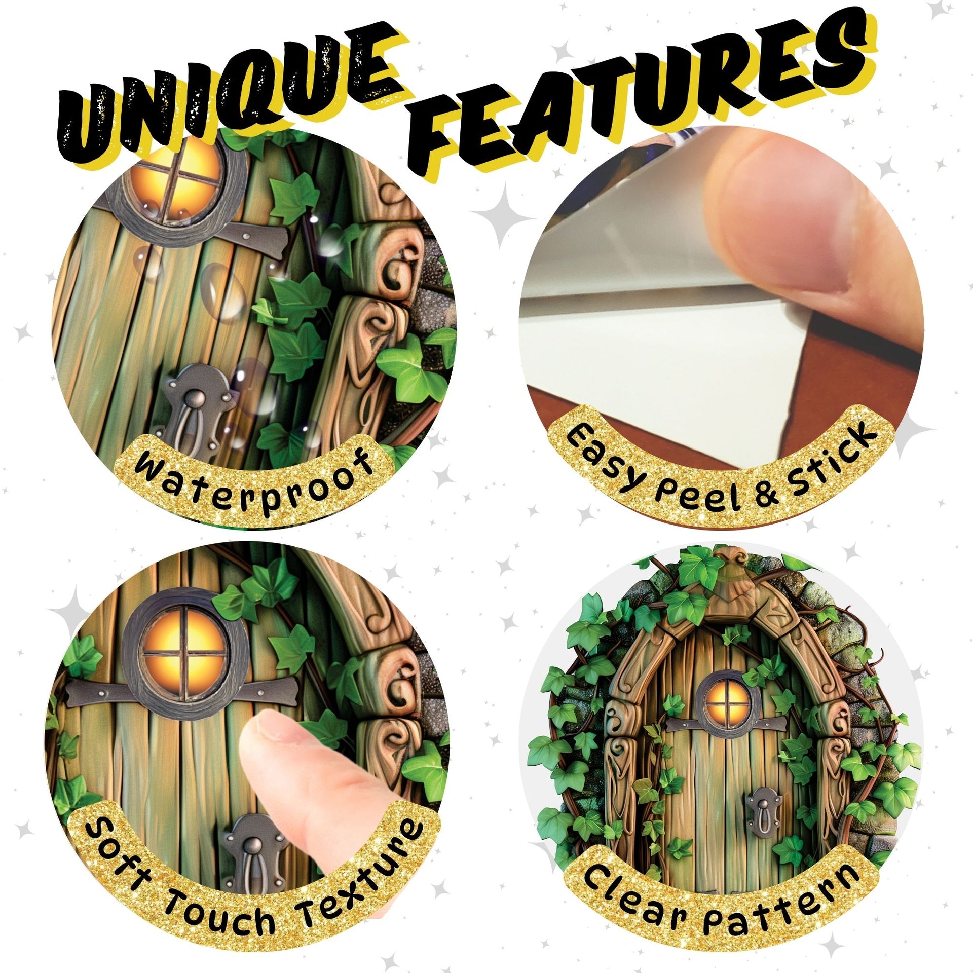 Whimsical Enchanted Door 3D Wall Sticker - Fairy Tale - 3D Door Mural - Nursery Decor - Kids Room Wall Art - Fantasy Wall Decal - Removable