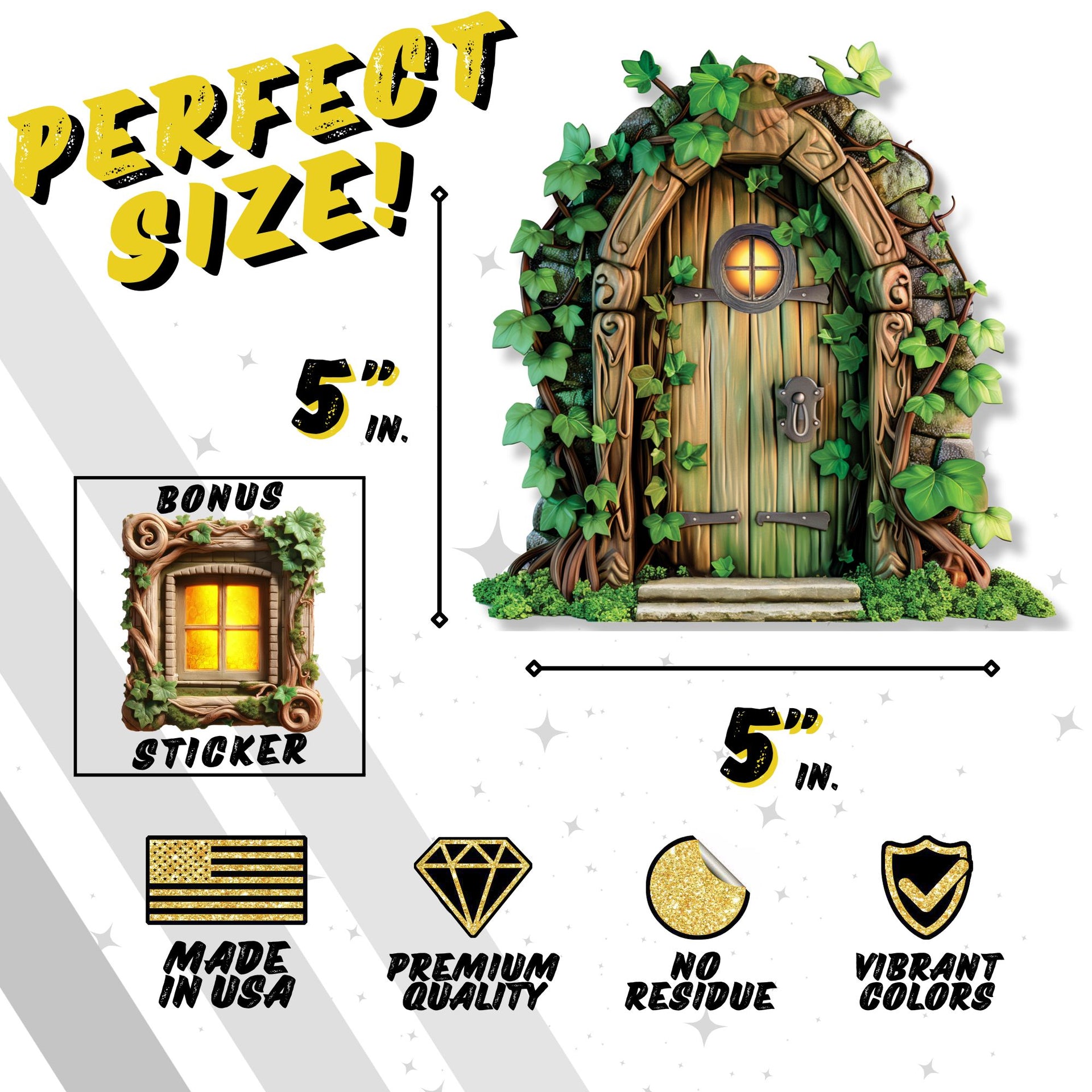 Whimsical Enchanted Door 3D Wall Sticker - Fairy Tale - 3D Door Mural - Nursery Decor - Kids Room Wall Art - Fantasy Wall Decal - Removable