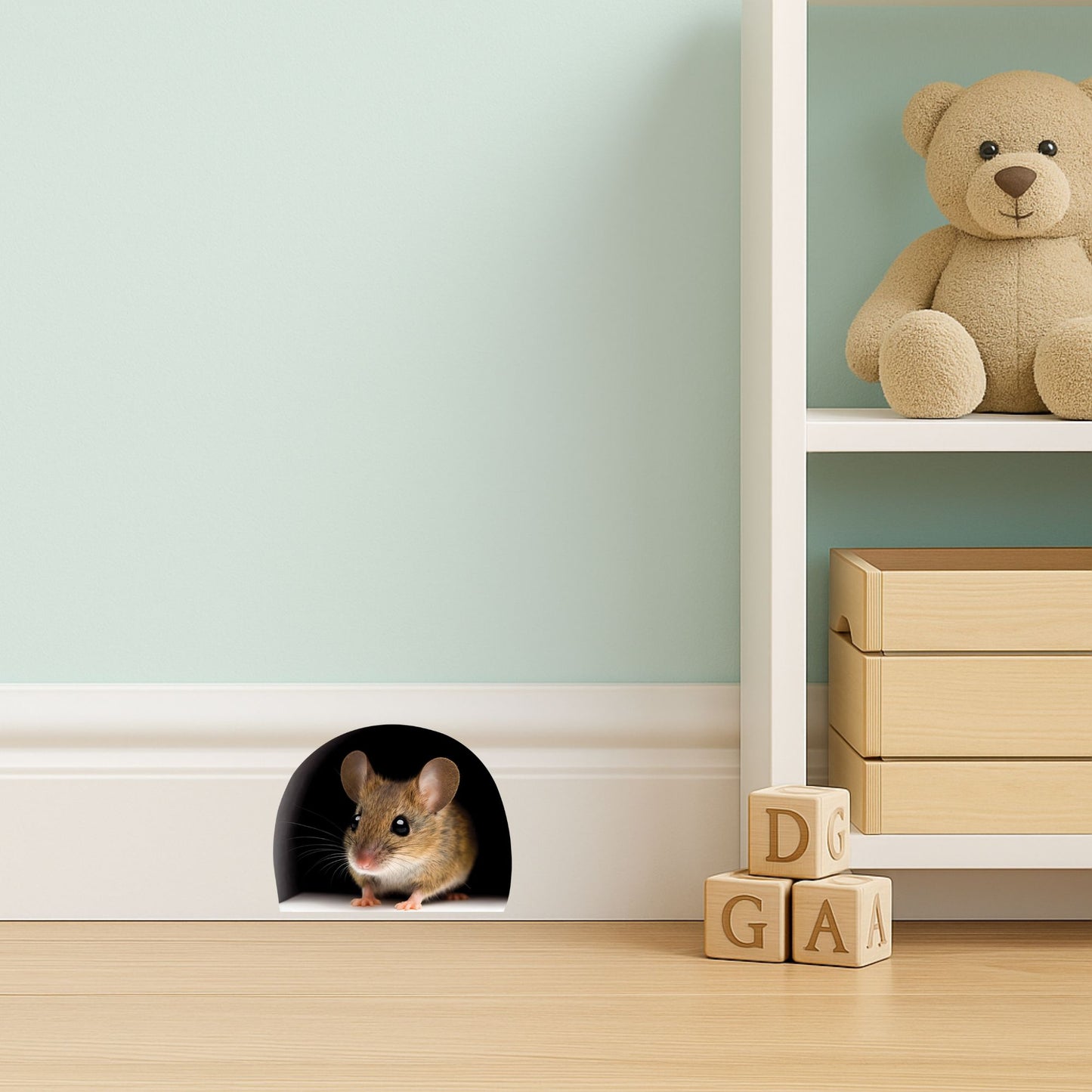 Peekaboo Mouse 3D Wall Sticker – Mouse Hole Illusion