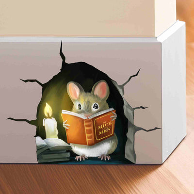 Mouse Reading Book 3D Decal Sticker - Broken Wall - Micesterpiece