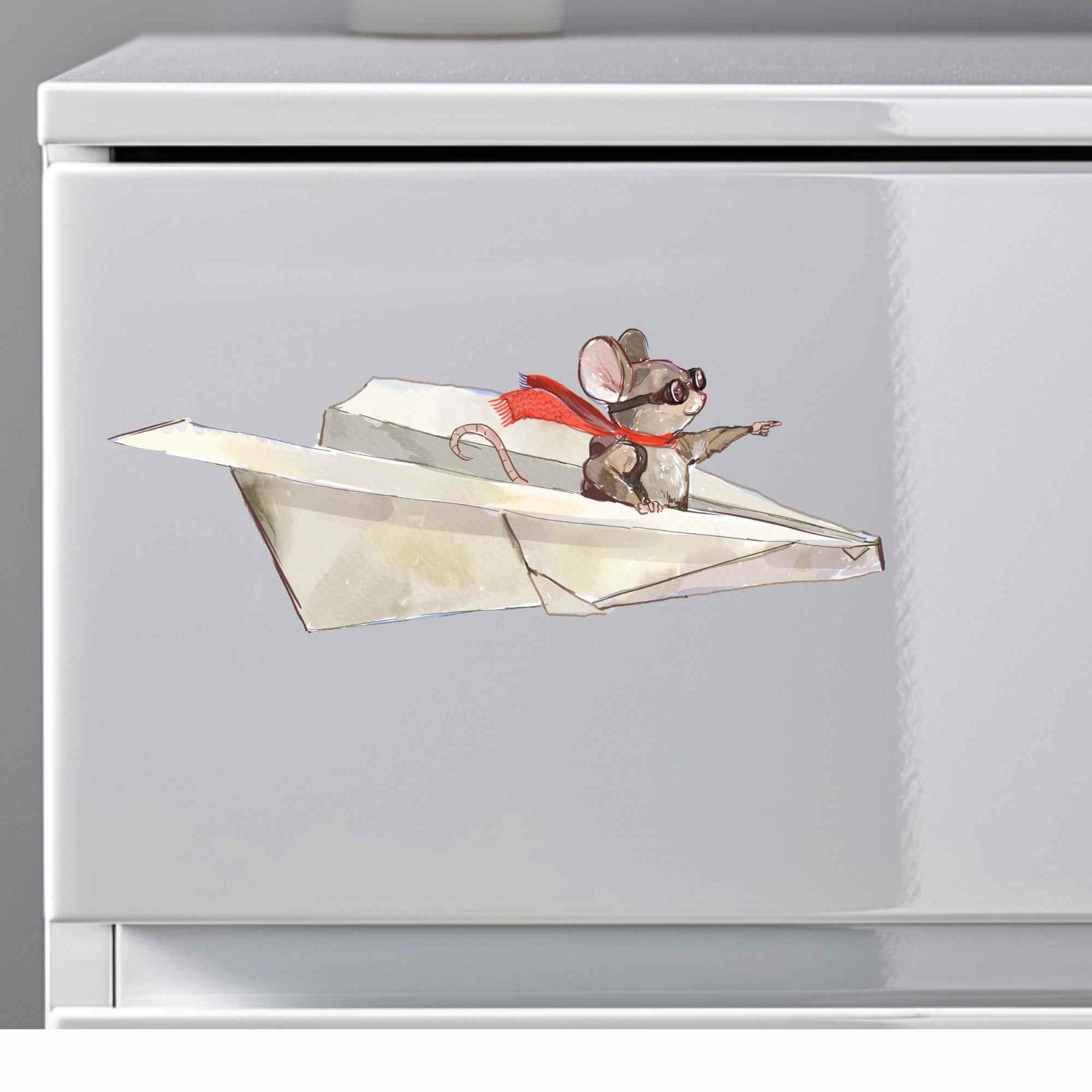 3D Mouse Wall Decal - Kids Sticker - Paper Plane - Micesterpiece