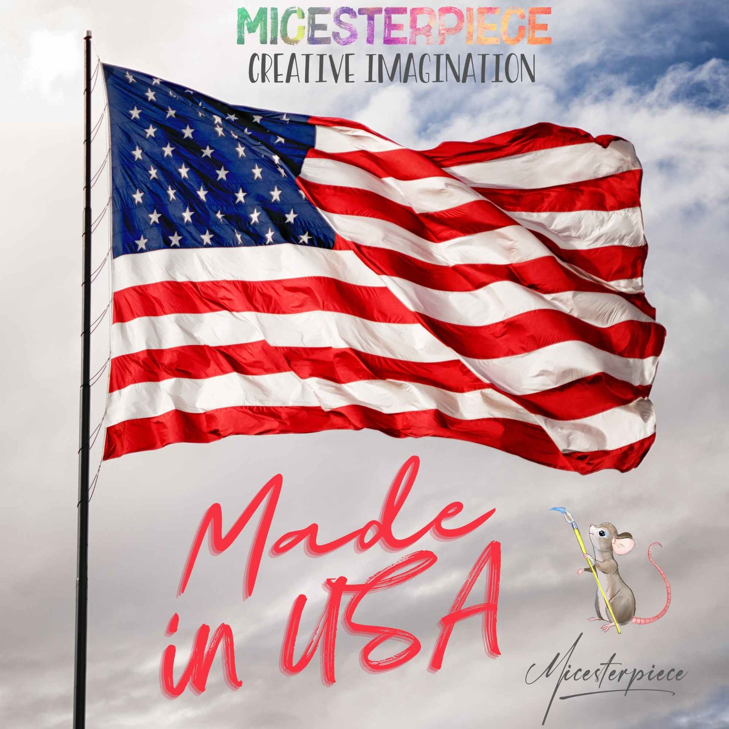 Neutral tone mouse wall decal for kids room