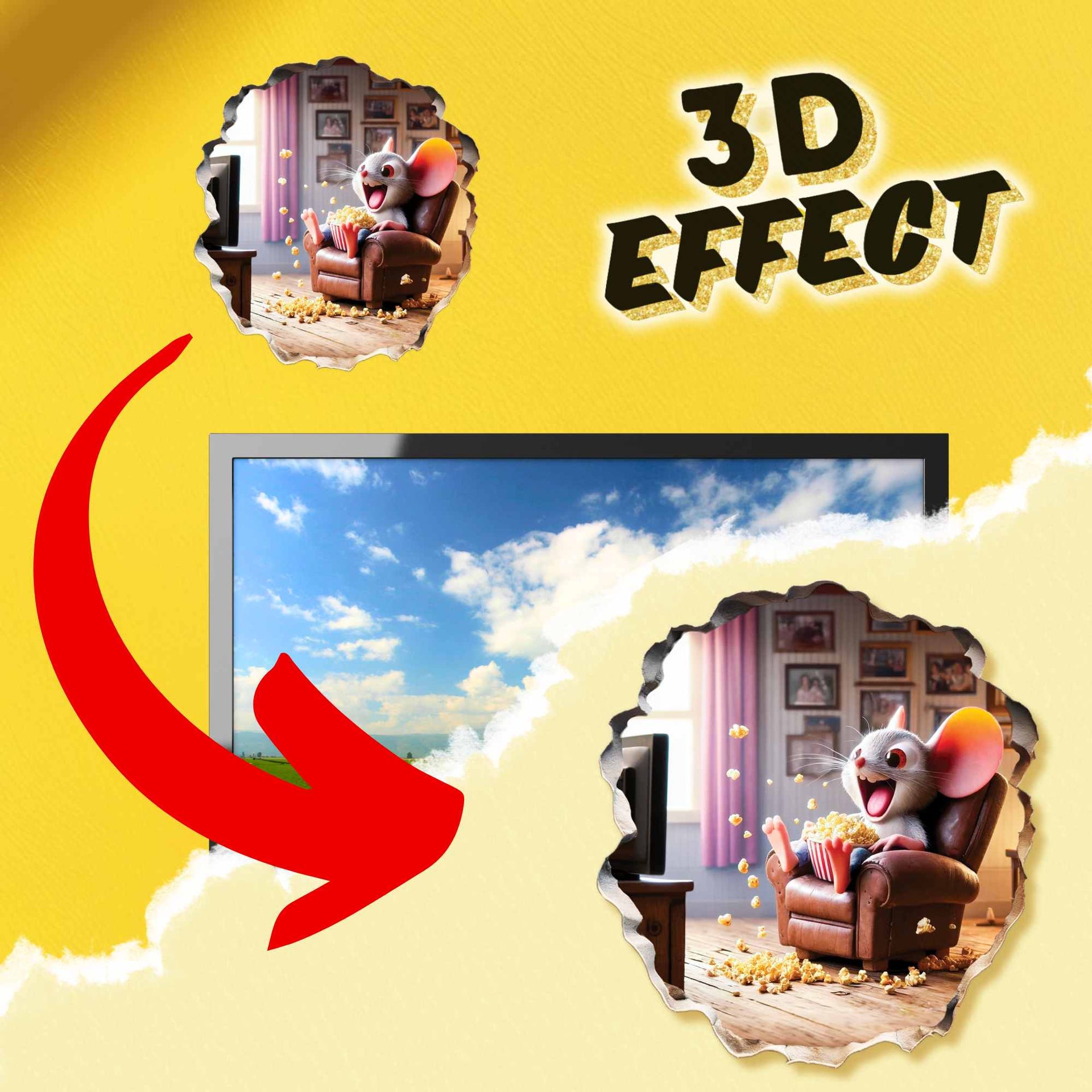 3D Mouse Wall Decal - Adorable and Realistic Vinyl Sticker for Kids' Rooms and Playrooms | Easy Peel and Stick Application