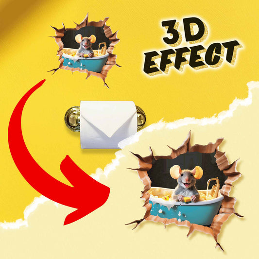 Bathing mouse 3D wall sticker vinyl decal in bathroom