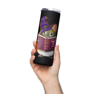 Stainless Steel Tumbler with Adorable Halloween Mouse Design | 20 oz Reusable Travel Mug with Straw