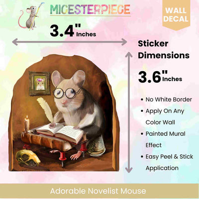 Novelist Mouse 3D Wall Decal - Fun Home Decor - Micesterpiece