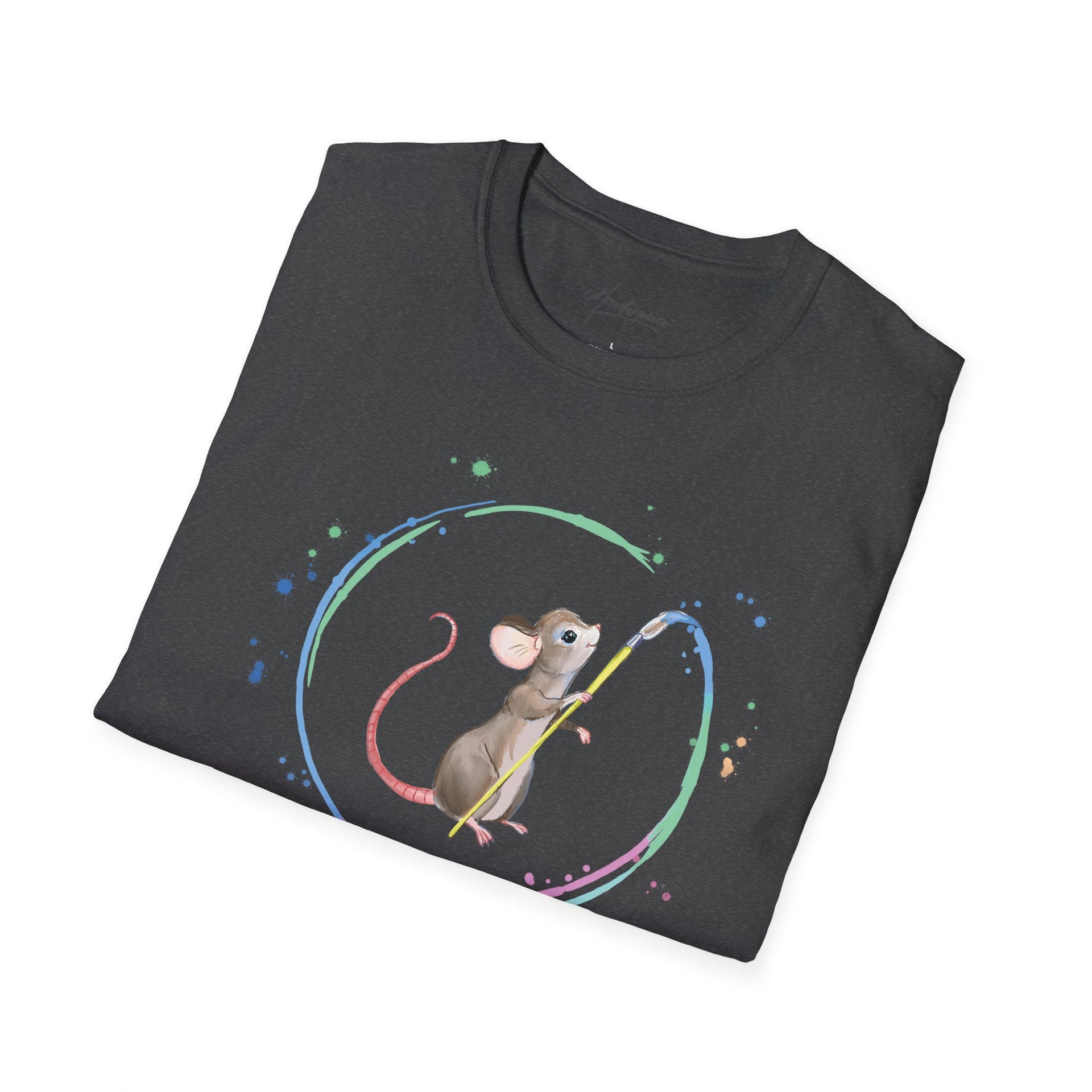 Adorable Cartoon Mouse Painter T-Shirt | Unisex Cotton Tee - Soft Style - Micesterpiece