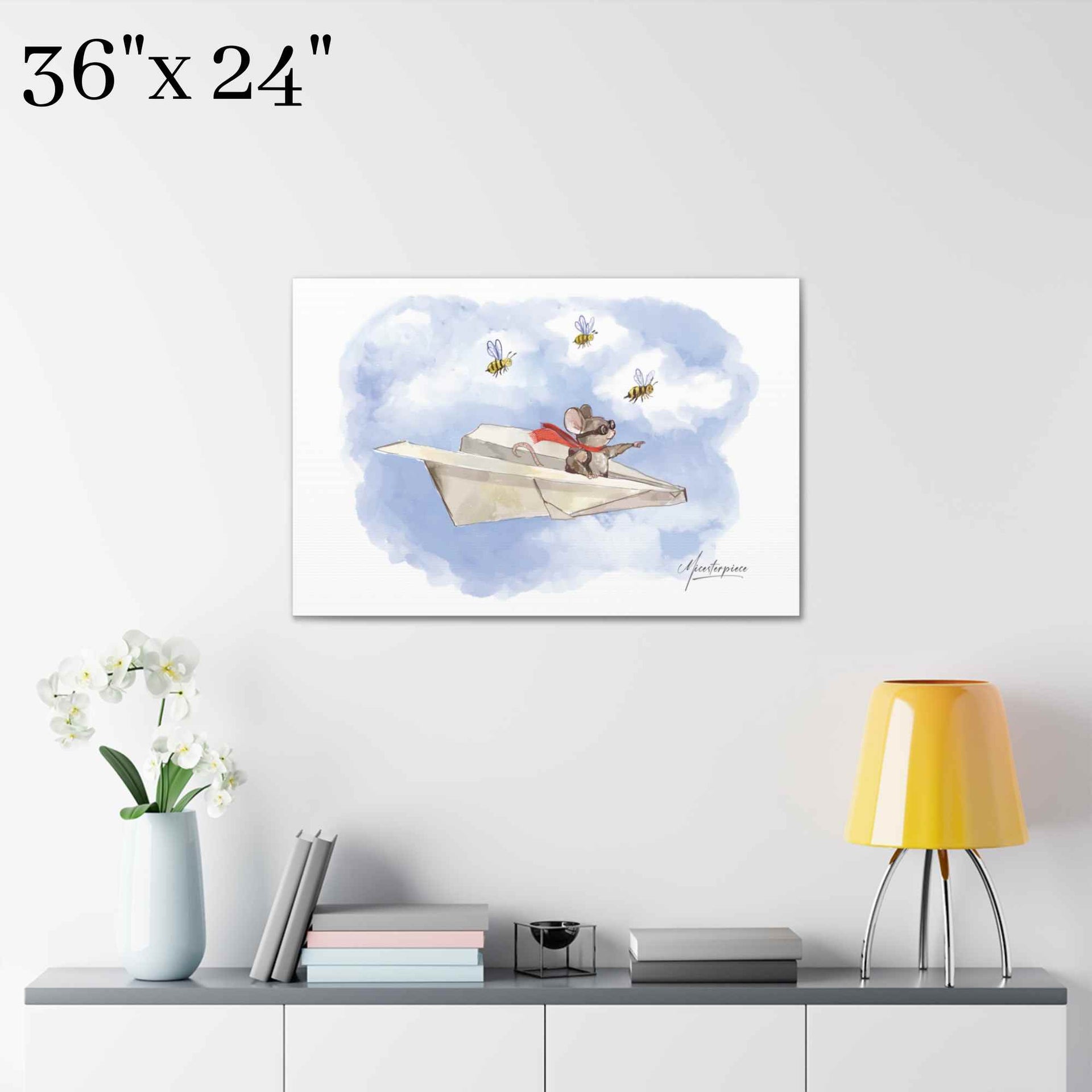 Mouse Paper Plane Pilot Canvas - Nursery Decor - Micesterpiece