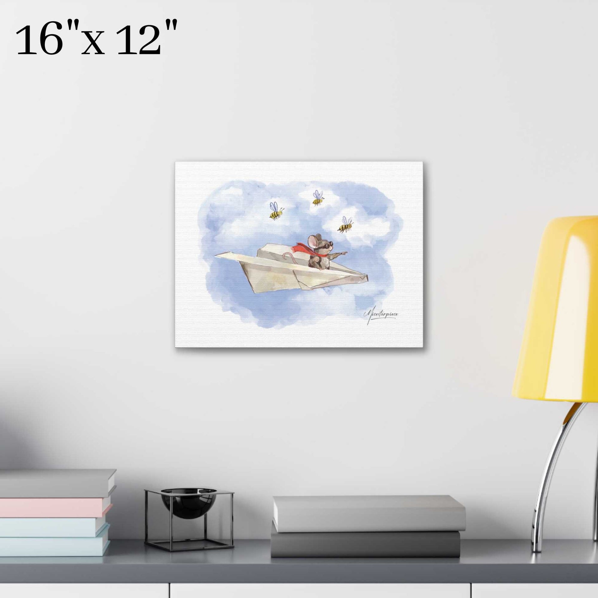 Mouse Paper Plane Pilot Canvas - Nursery Decor - Micesterpiece