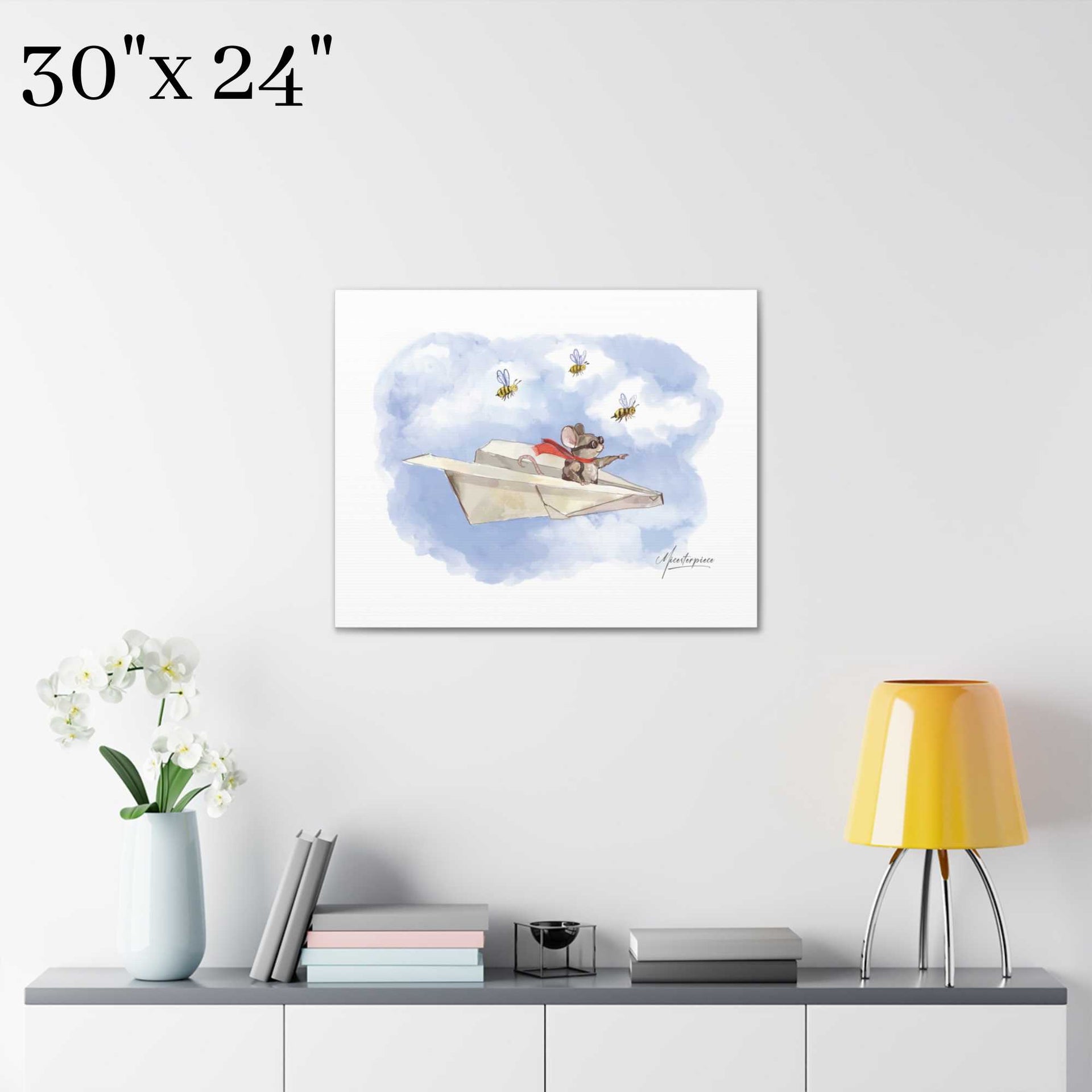 Mouse Paper Plane Pilot Canvas - Nursery Decor - Micesterpiece