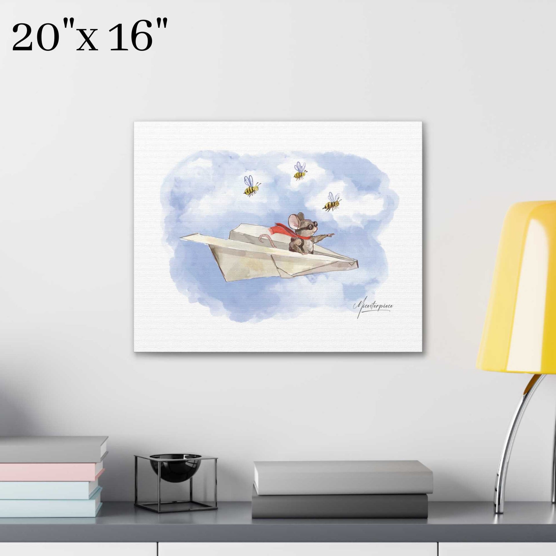 Mouse Paper Plane Pilot Canvas - Nursery Decor - Micesterpiece