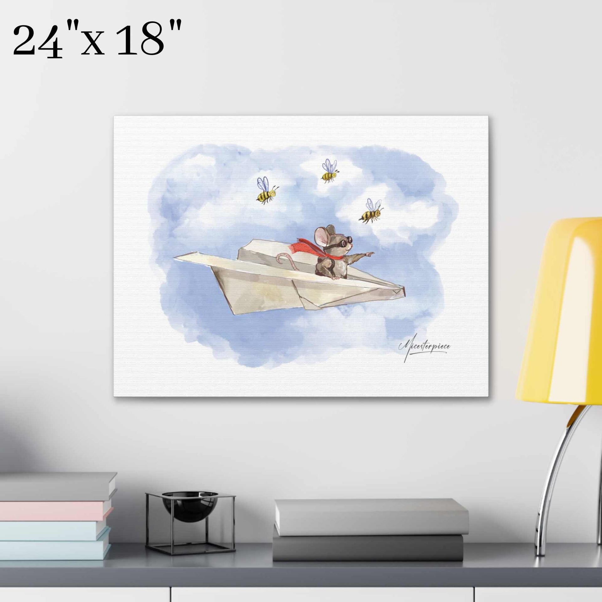 Mouse Paper Plane Pilot Canvas - Nursery Decor - Micesterpiece