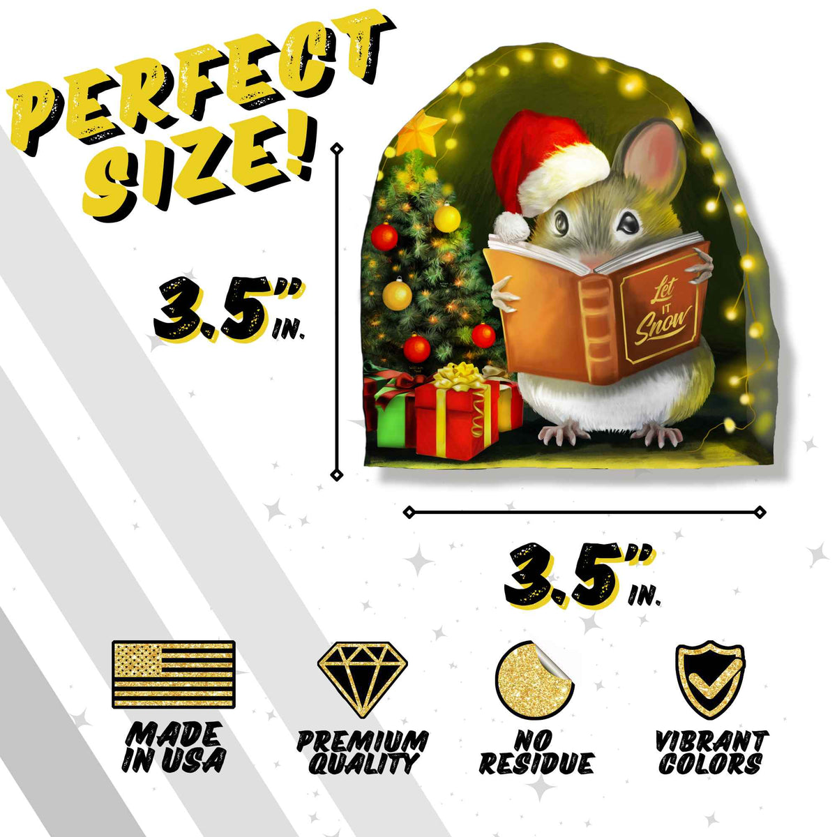 Festive mouse wall decal for holiday decor
