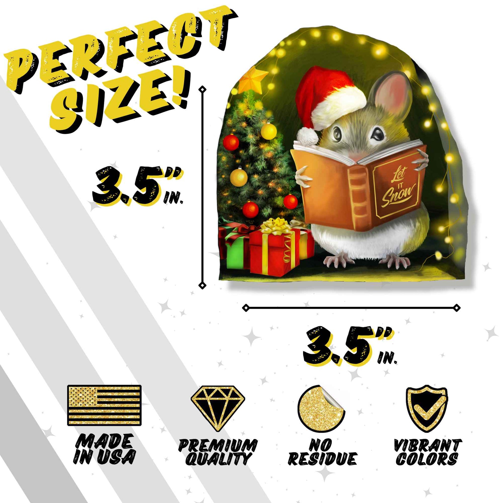 Christmas Mouse Reading Book 3D Sticker - Micesterpiece