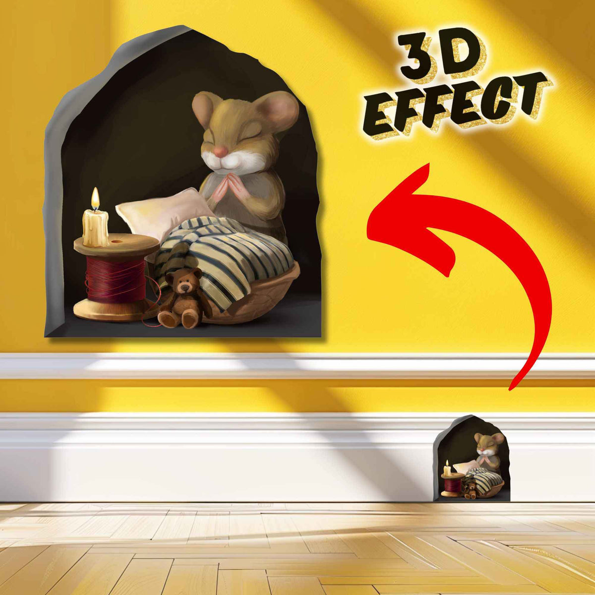 Praying mouse 3D wall sticker vinyl decal on wall
