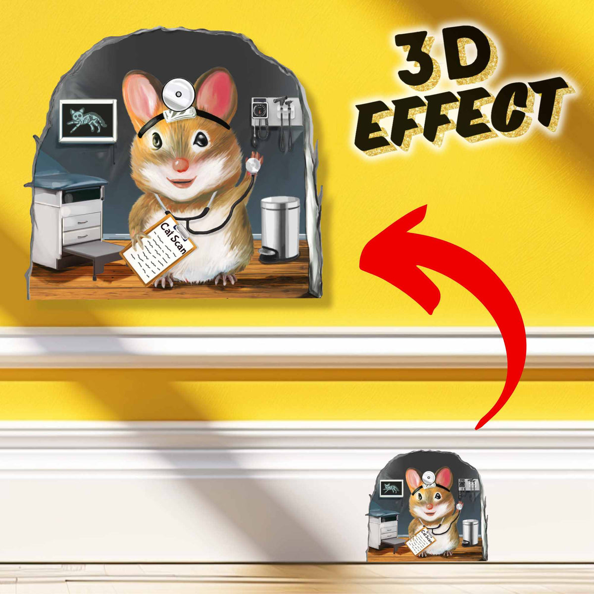 Doctor mouse wall sticker in kids room
