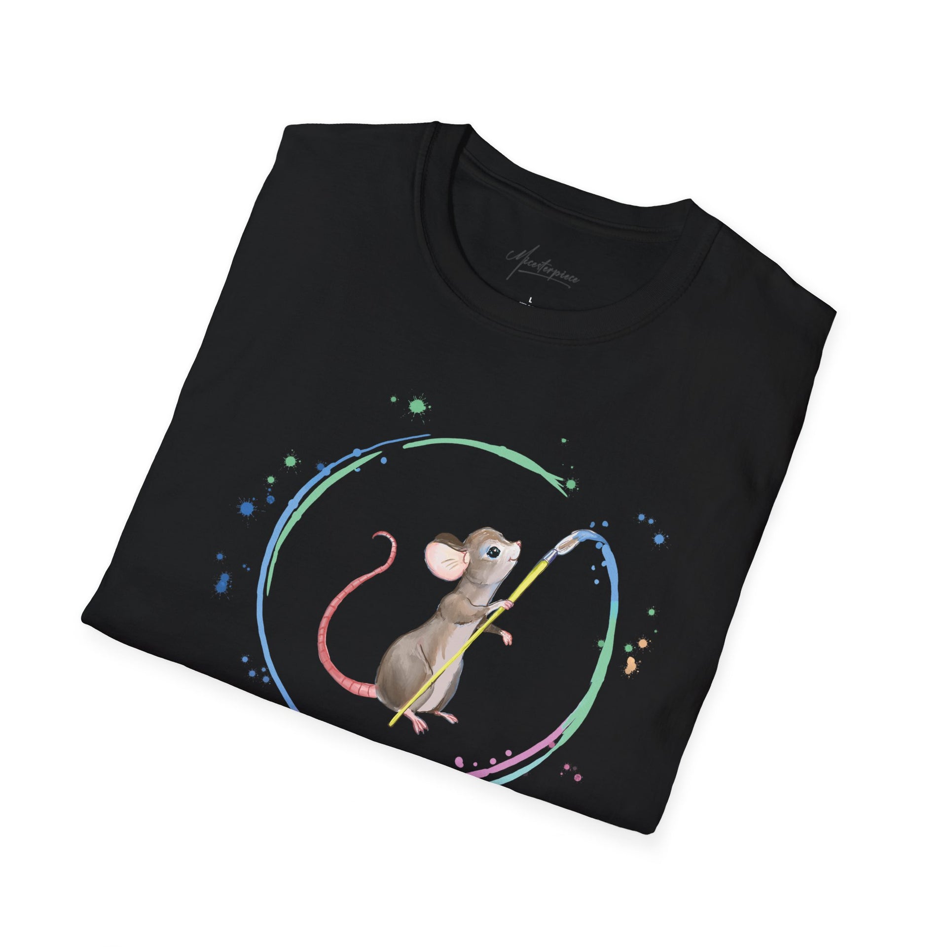 Adorable Cartoon Mouse Painter T-Shirt | Unisex Cotton Tee - Soft Style - Micesterpiece