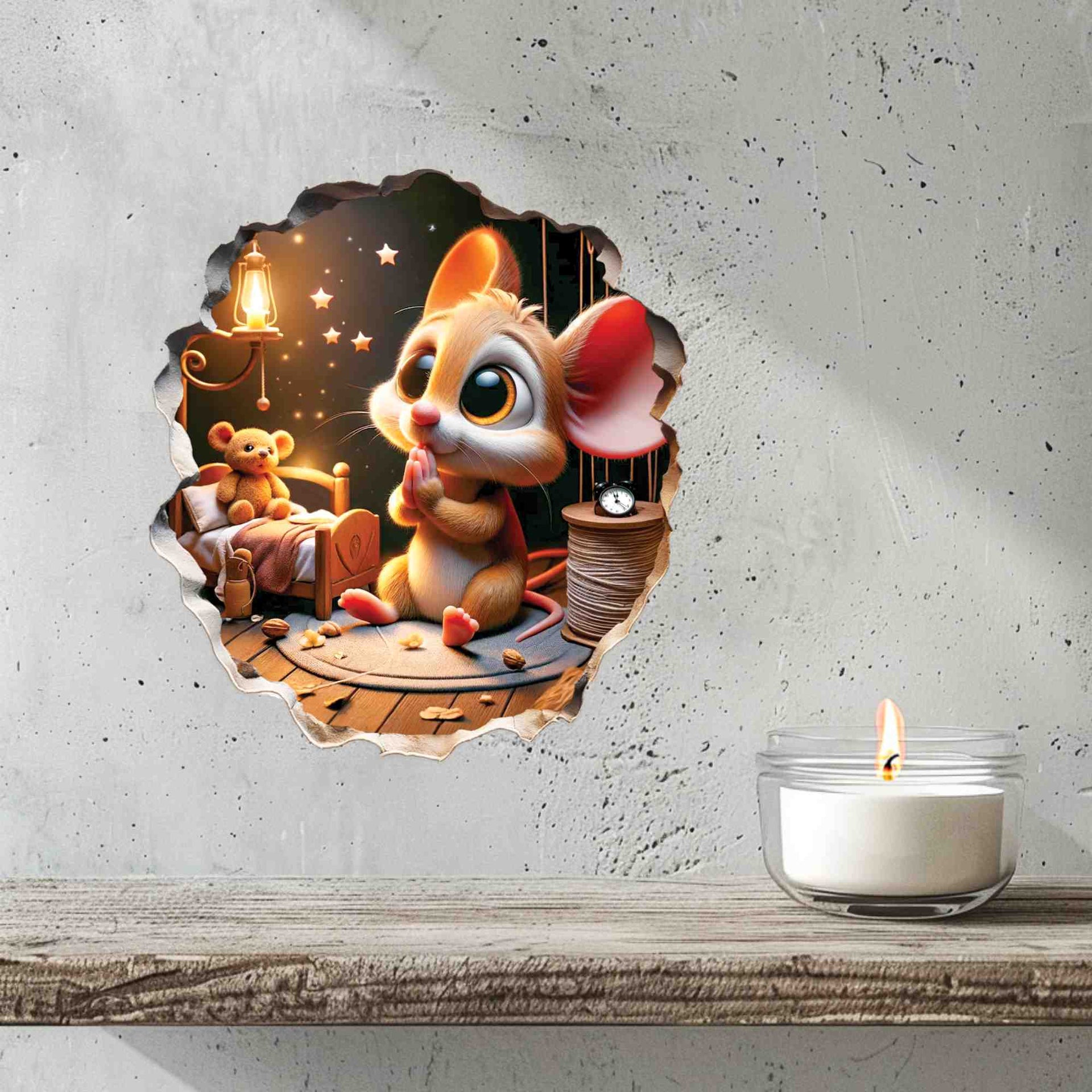 3D Mouse Wall Sticker - Adorable Animal Vinyl Decal for Bathroom and Kids' Room Decor | Easy to Apply and Remove