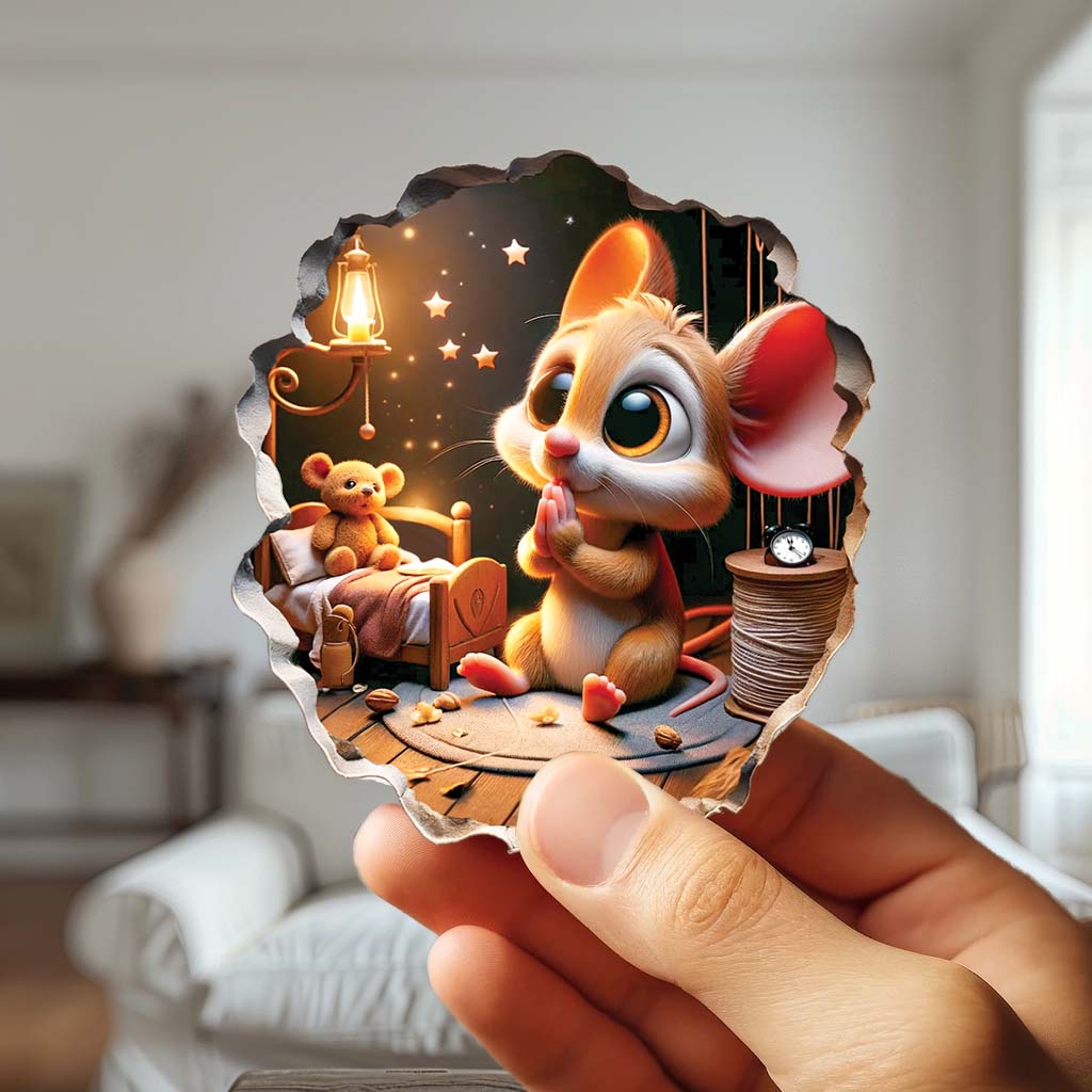 Adorable mouse wall decal for kids room or nursery
