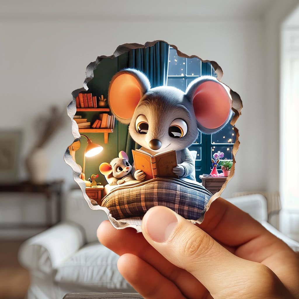 Cute mouse wall decal for playroom or classroom
