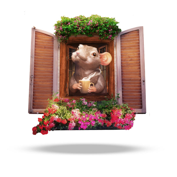 3D Coffee Mouse Wall Sticker - Easy Peel & Stick Application | Indoor & Outdoor Use - Micesterpiece