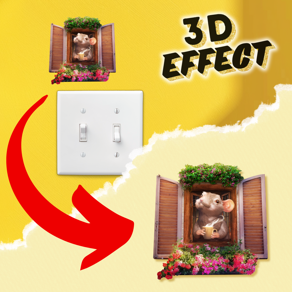 3D Mouse Wall Sticker – Coffee