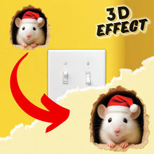Santa Mouse 3D Wall Sticker – Holiday Mouse Hole Decal