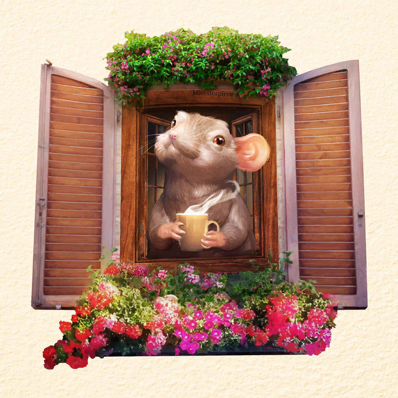 3D Mouse Wall Sticker – Coffee