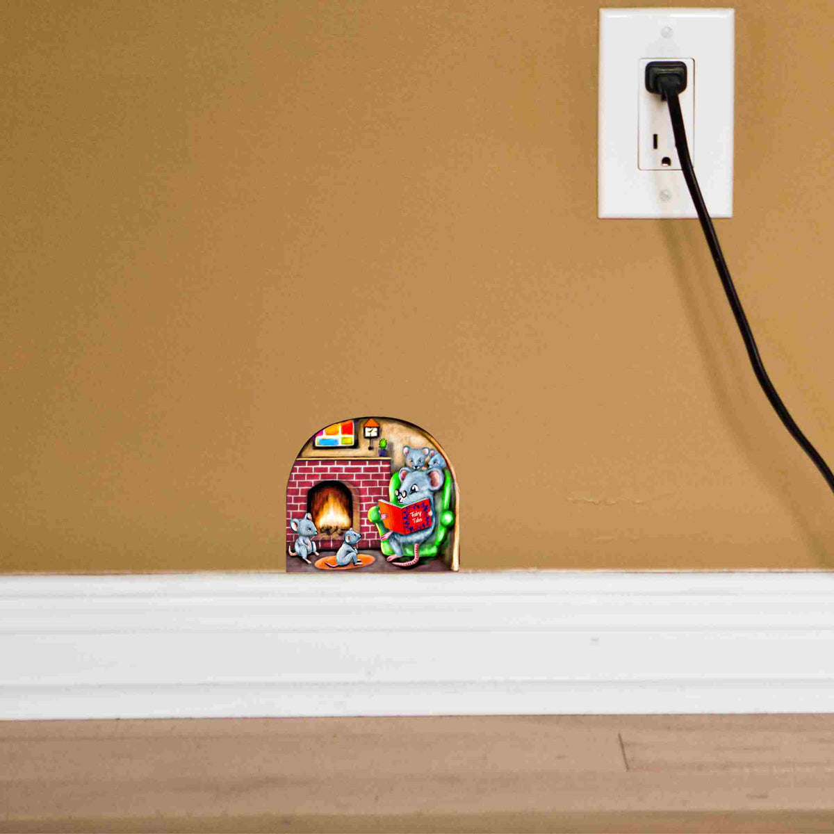 Storybook mouse wall decal for nursery or reading nook
