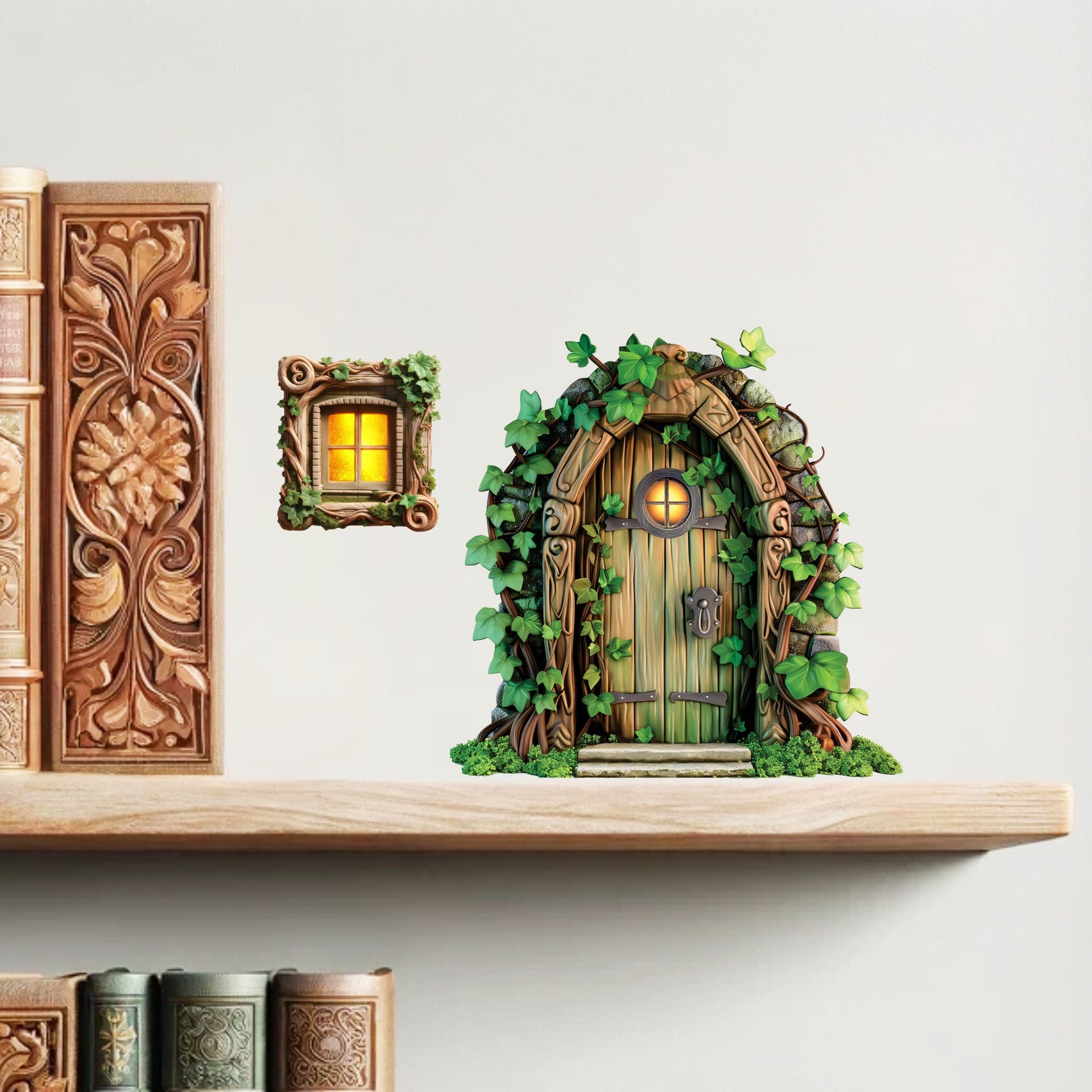 Whimsical Enchanted Door 3D Wall Sticker - Fairy Tale - 3D Door Mural - Nursery Decor - Kids Room Wall Art - Fantasy Wall Decal - Removable