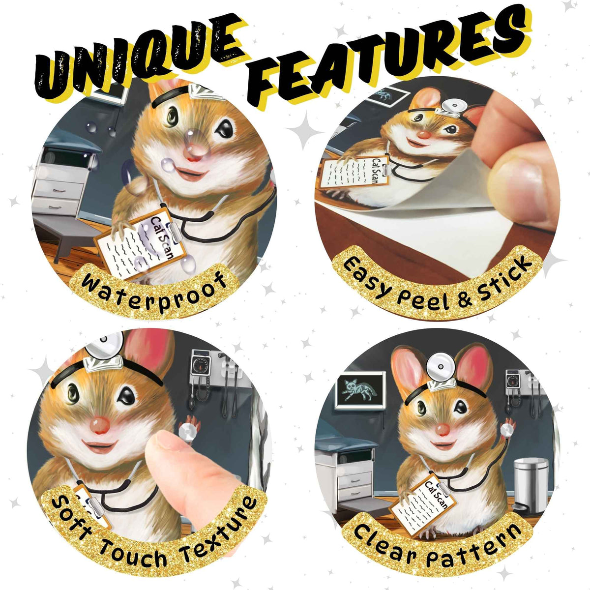 Medical-themed mouse wall decal for clinic or office
