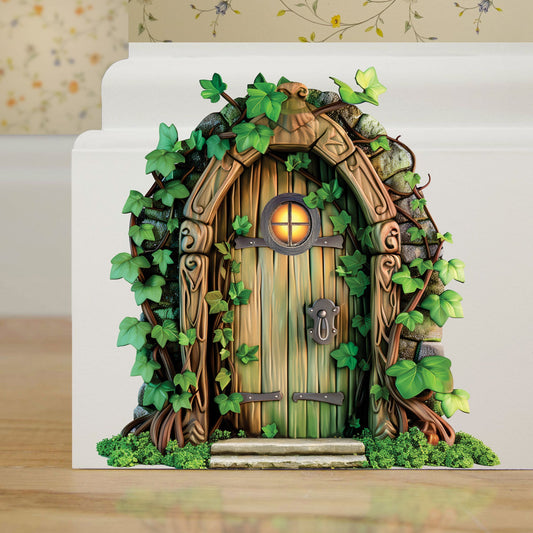 Whimsical fairy door wall sticker in nursery
