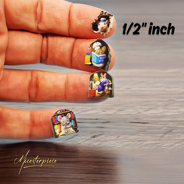 1:12 Scale Dollhouse Miniature Mousehole Sticker Sheet - Micesterpiece