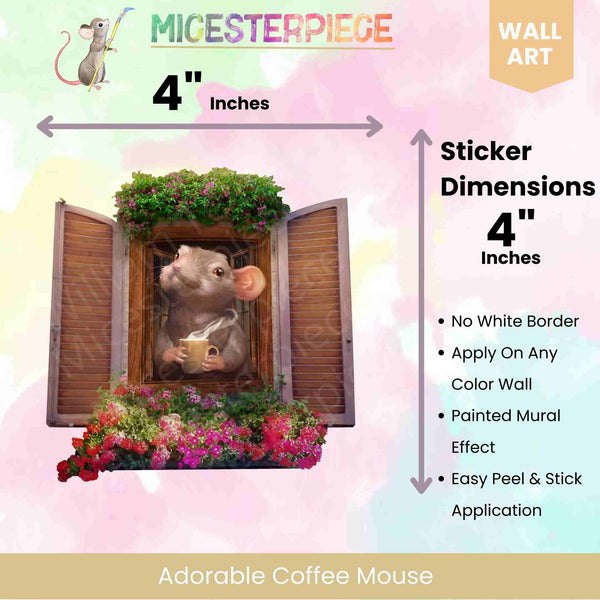 3D Coffee Mouse Wall Sticker - Easy Peel & Stick Application | Indoor & Outdoor Use - Micesterpiece