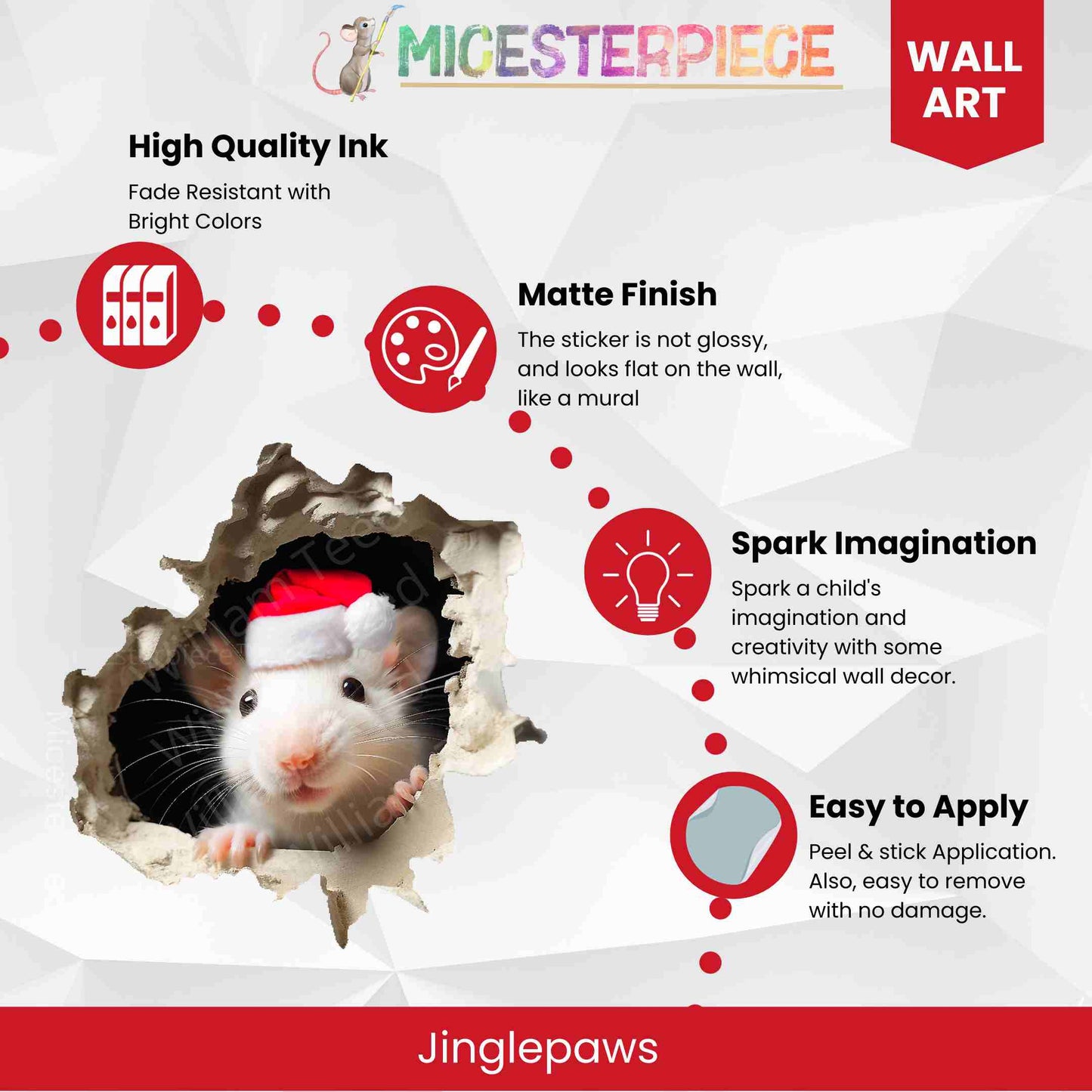 Holiday mouse wall sticker Christmas decor
