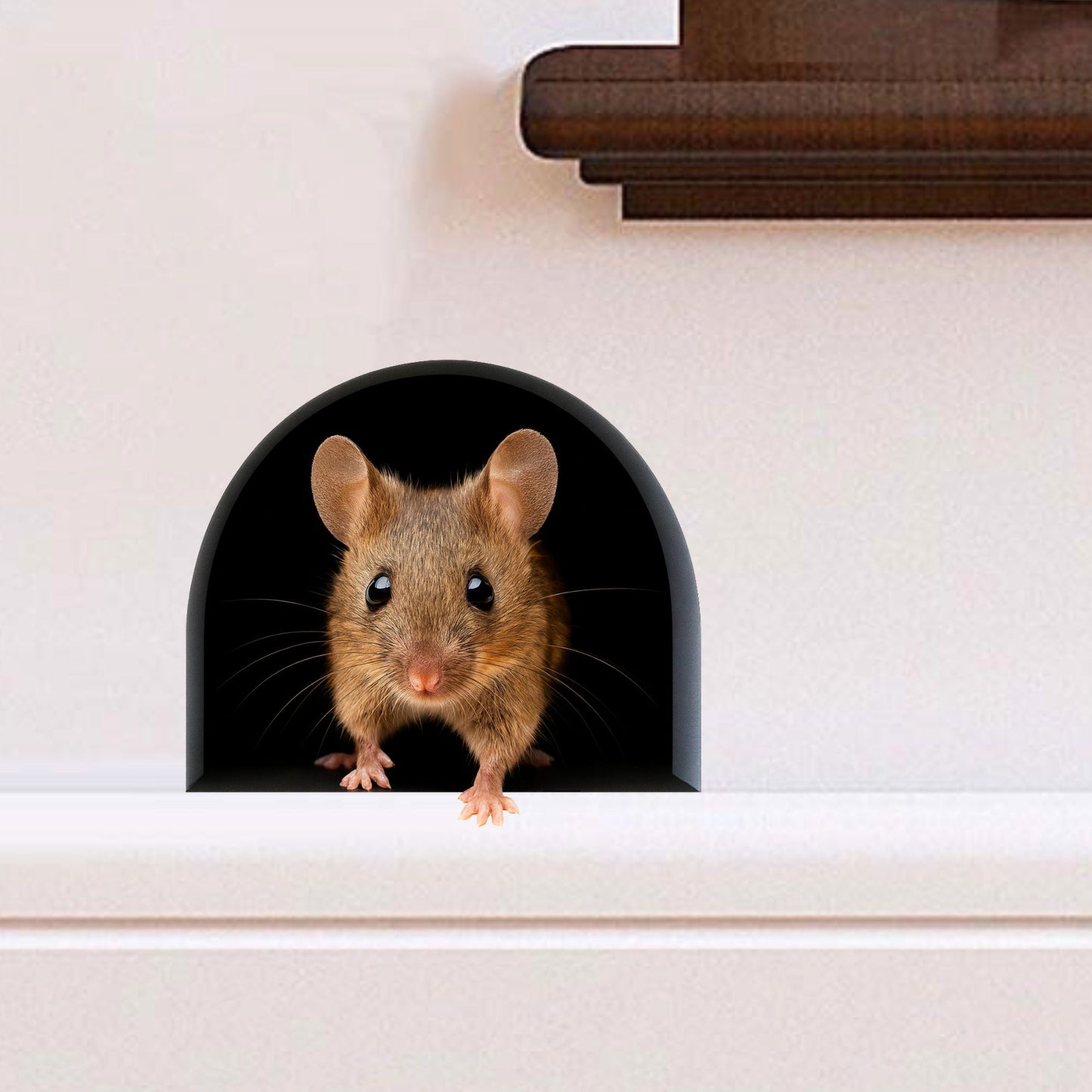 Curious Mouse 3D Wall Sticker – Realistic Mouse Hole Decal