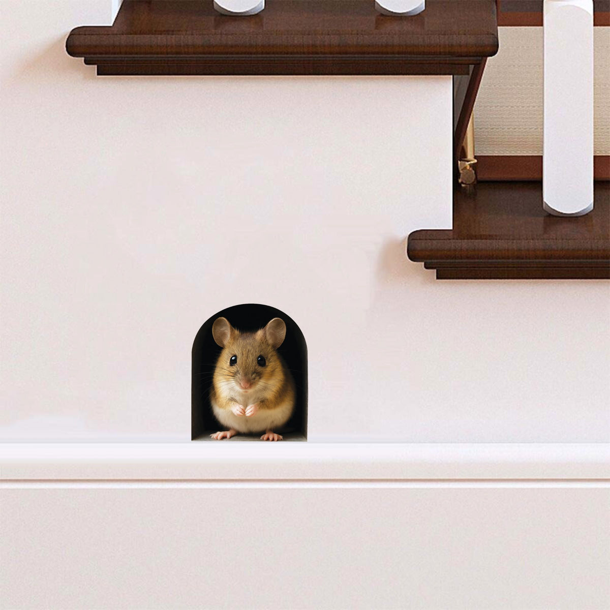 Realistic Mouse 3D Wall Sticker – Classic Mouse Hole Decal
