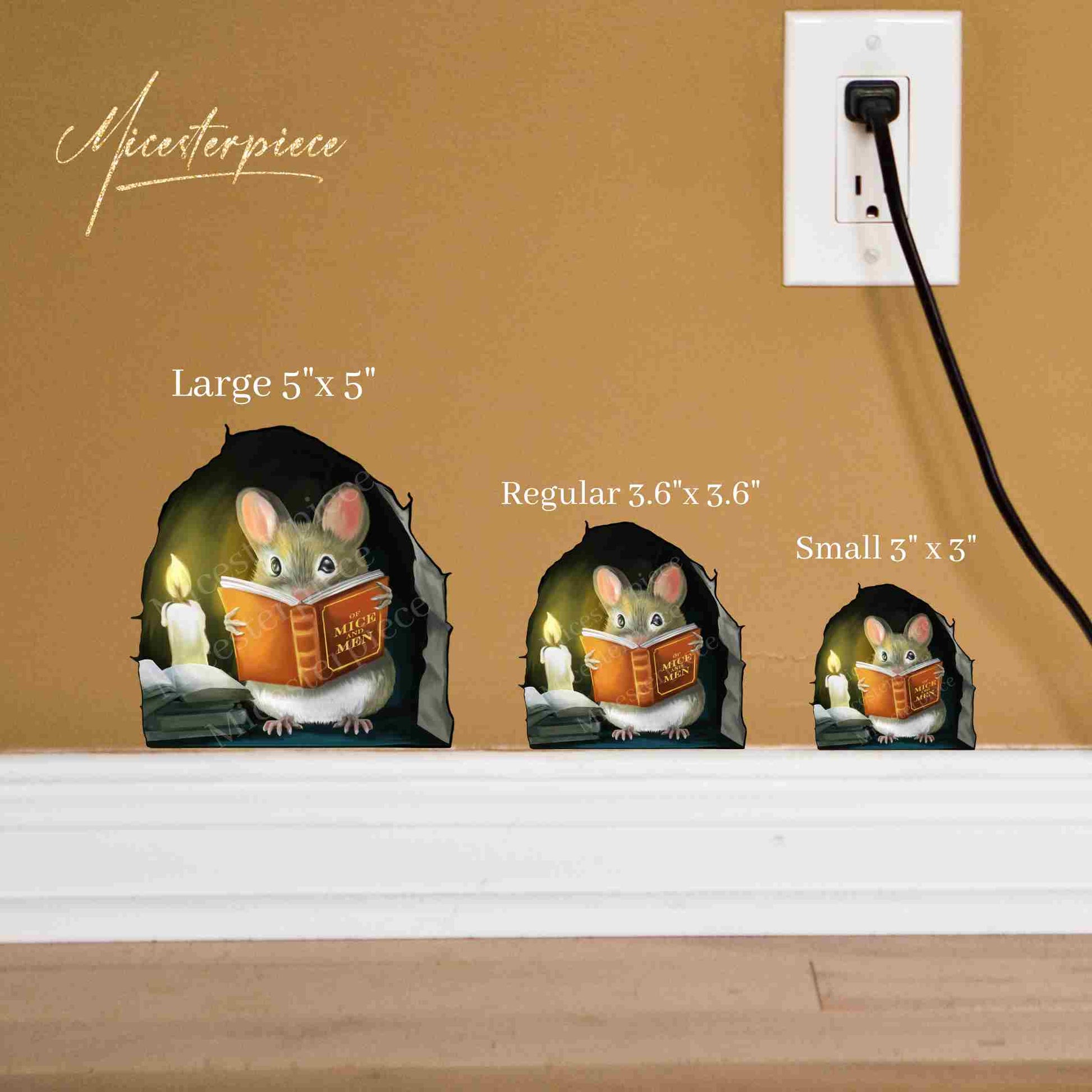 Reading mouse wall sticker in children’s reading nook