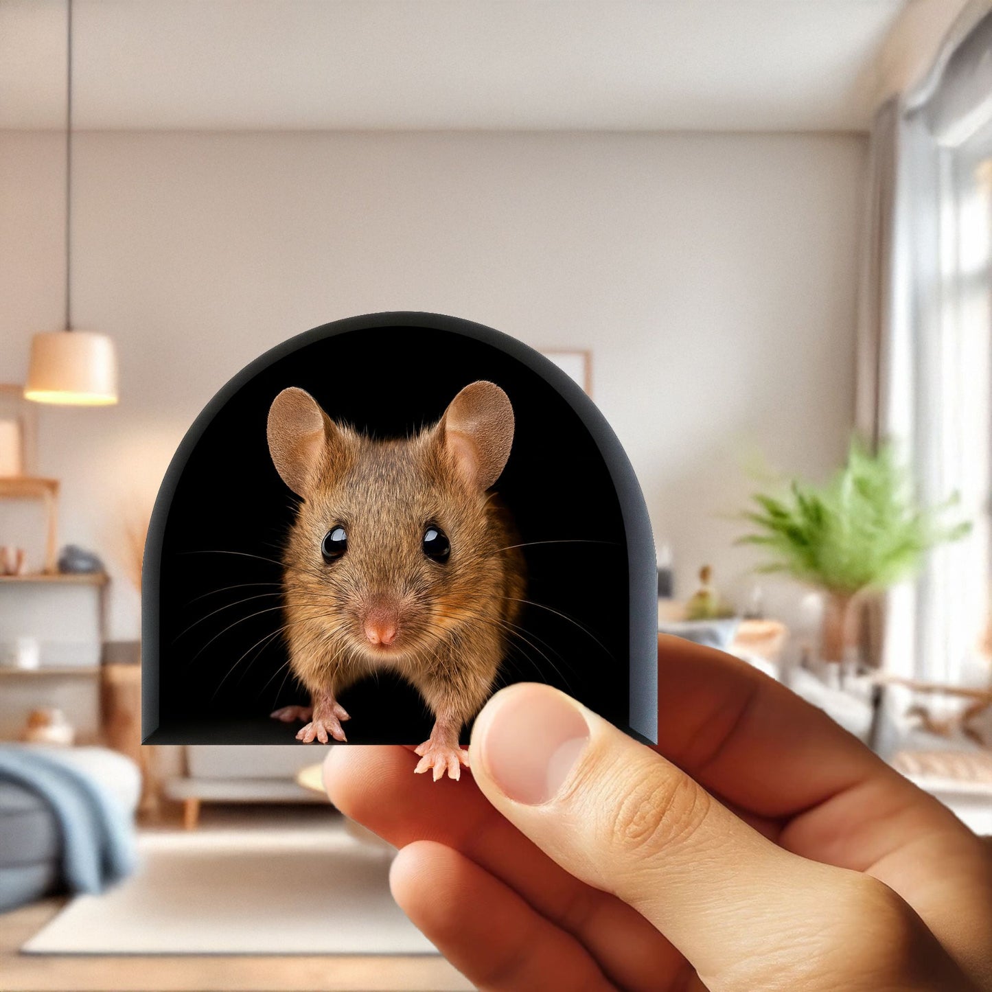 Curious Mouse 3D Wall Sticker – Realistic Mouse Hole Decal