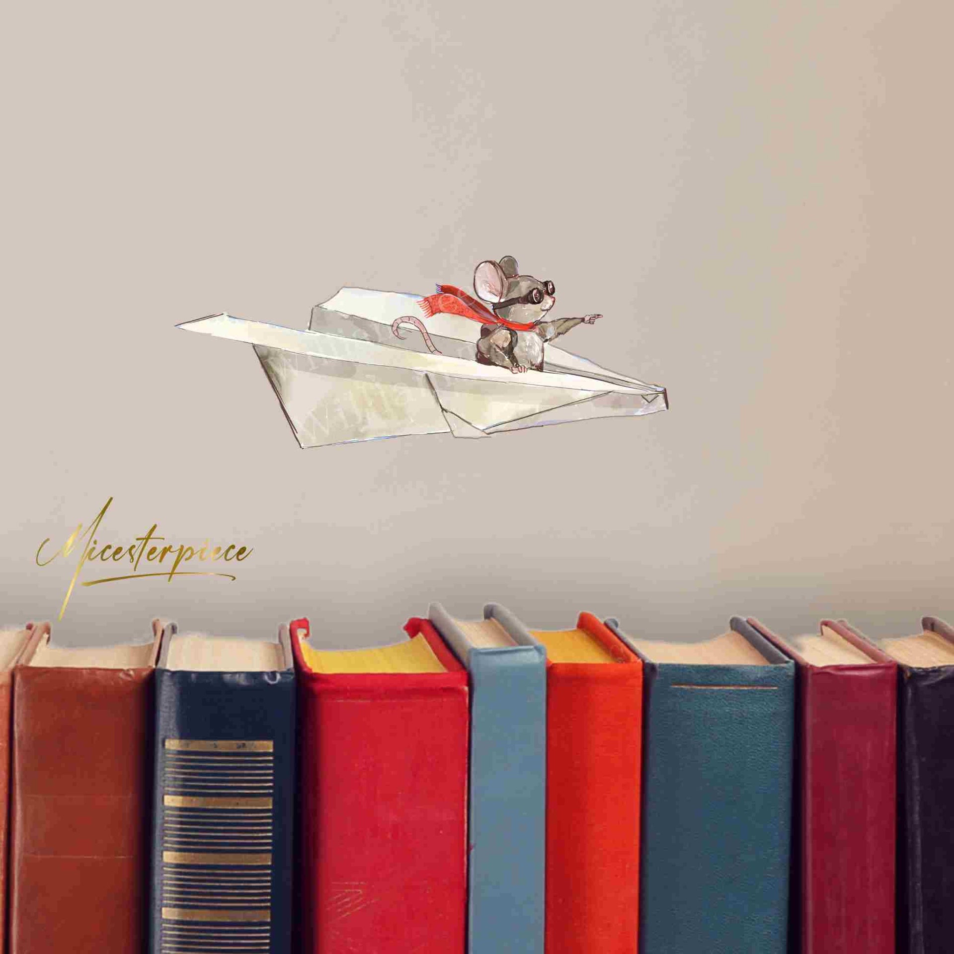 3D Mouse Wall Decal - Kids Sticker - Paper Plane - Micesterpiece