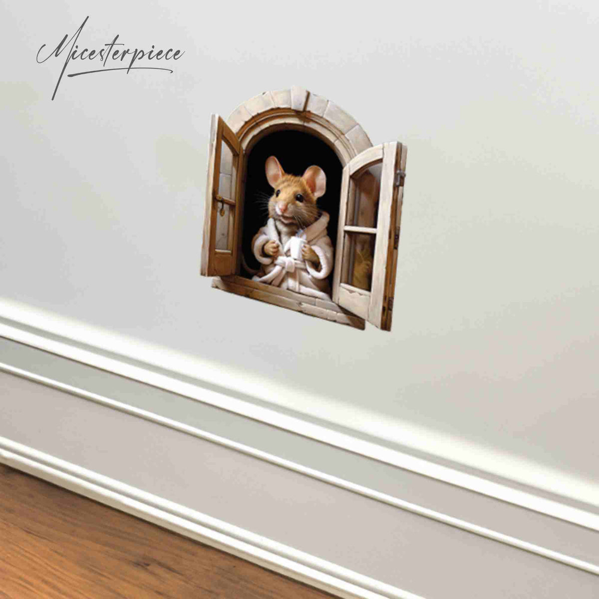Neutral tone mouse wall decal for kids room
