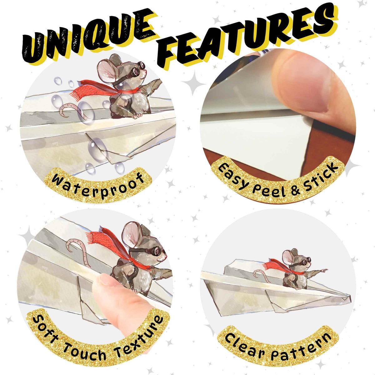 Paper plane mouse wall sticker in kids room

