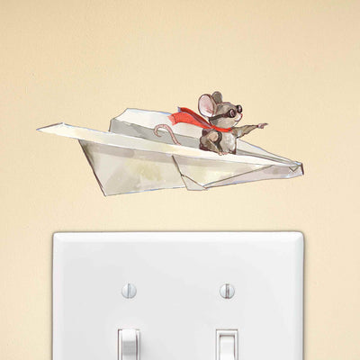 3D Mouse Wall Decal - Kids Sticker - Paper Plane - Micesterpiece