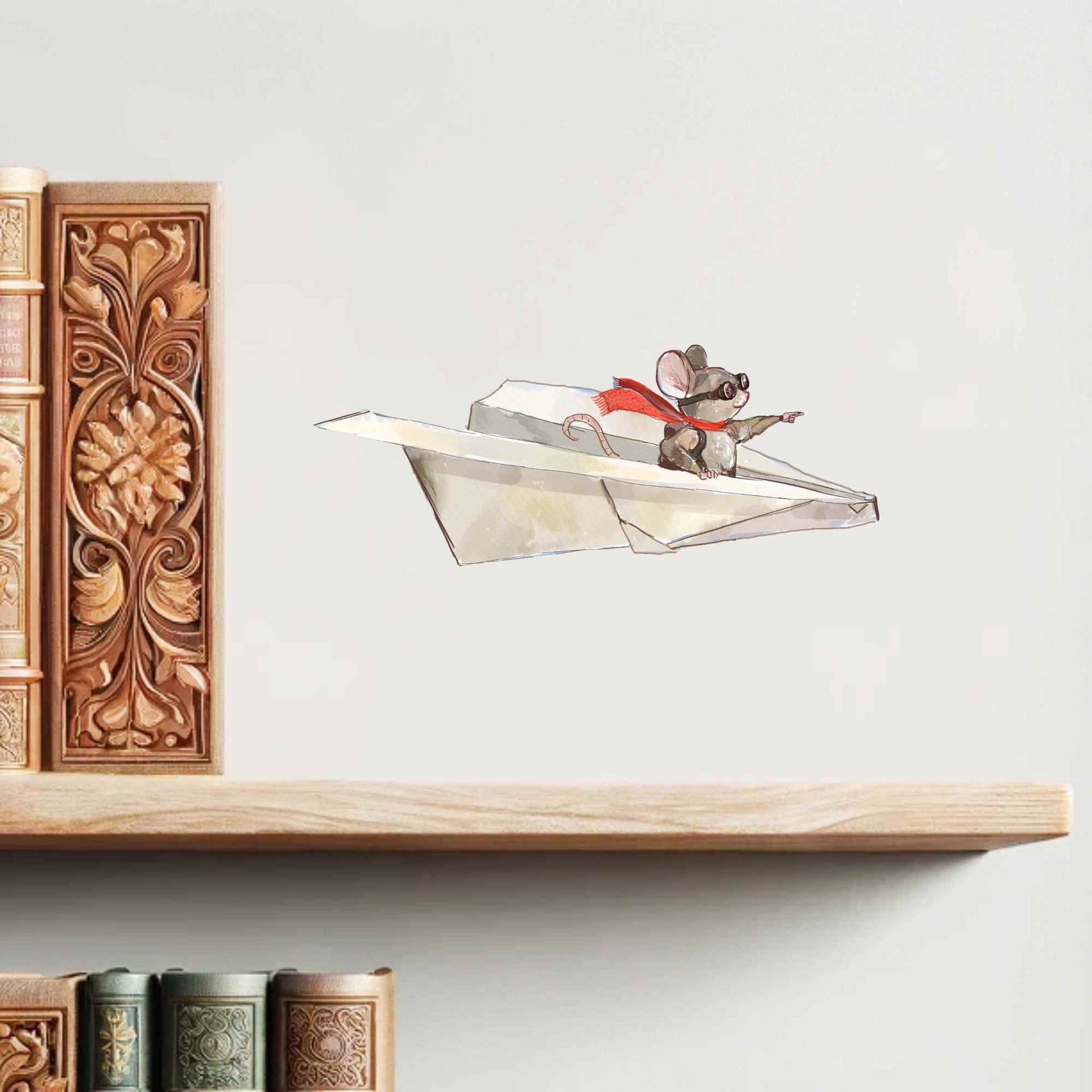 3D Mouse Wall Decal - Kids Sticker - Paper Plane - Micesterpiece