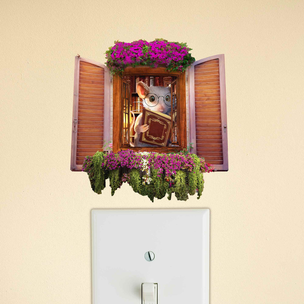 Scholar mouse 3D wall sticker vinyl decal on wall
