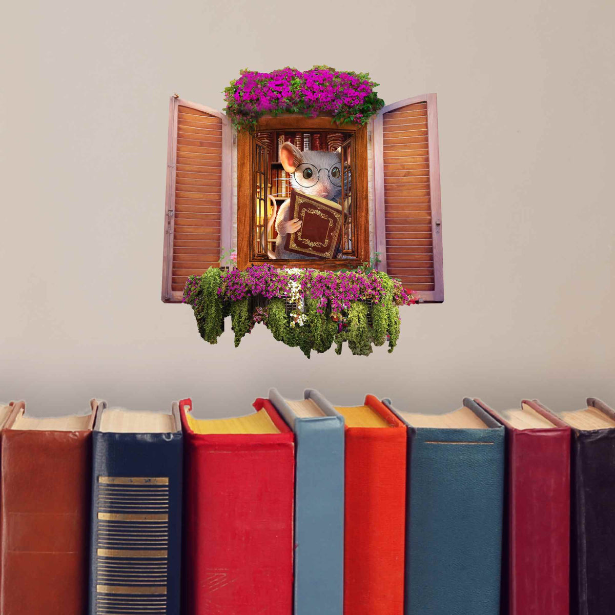 Scholar mouse wall sticker in library
