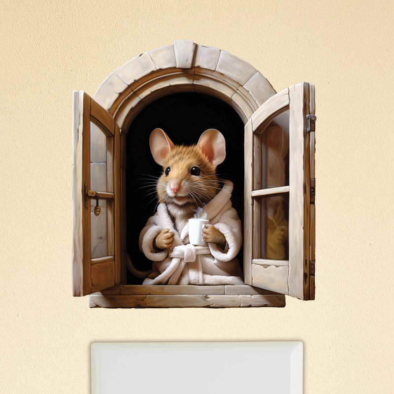 3D Mouse Wall Sticker – Mocha